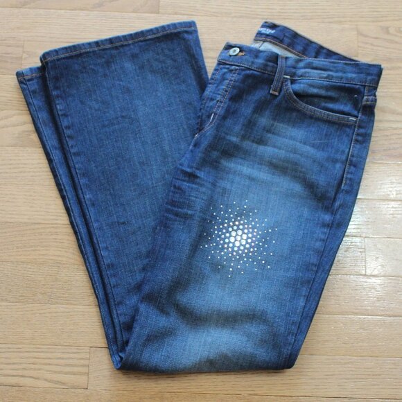 Karen Kane Denim Jeans with Rhinestone Starbursts - Picture 6 of 9